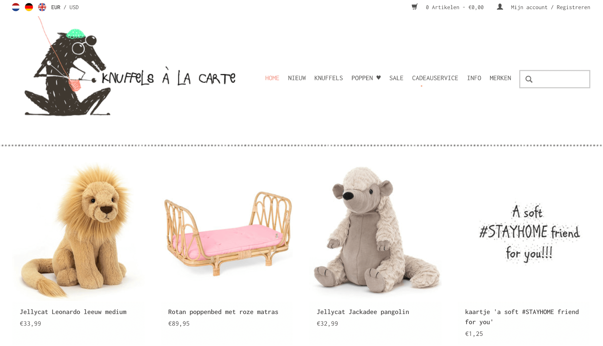 Webshop Design Voorbeeld: Knuffels à la Carte