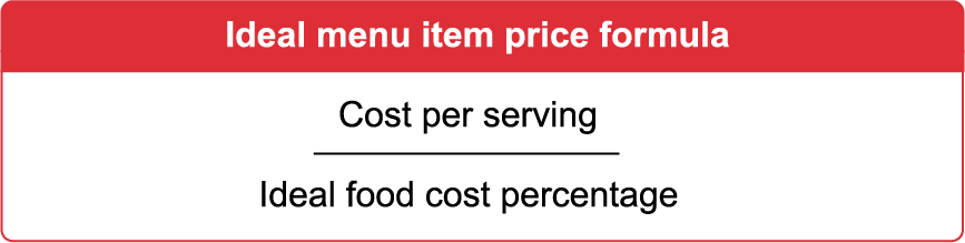 ideale menu-item prijs formule