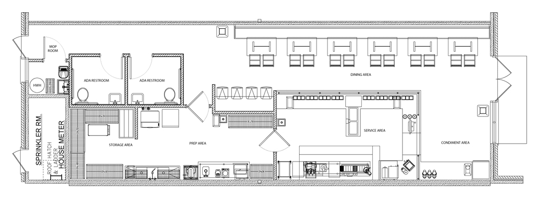 bar, restrooms and waiting area should take up about 60% of its total squar...