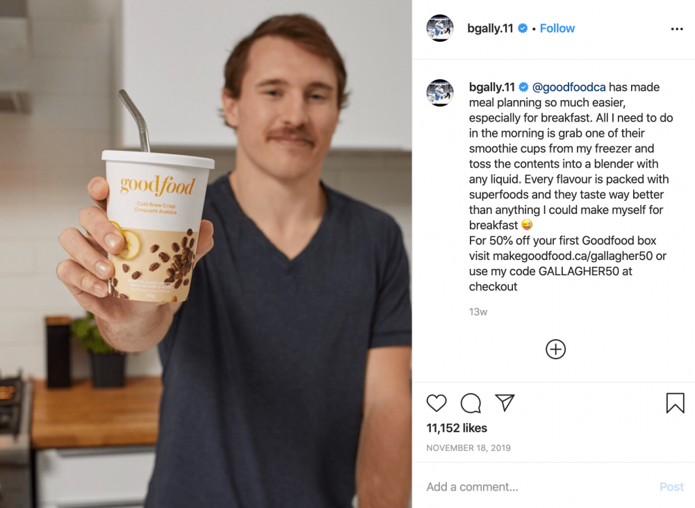 GoodFood's referral marketing program and referral codes on Instagram