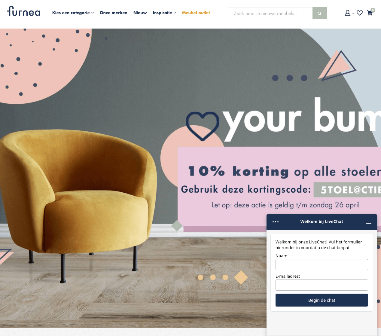 Furnea Live chat - conversieratio verhogen