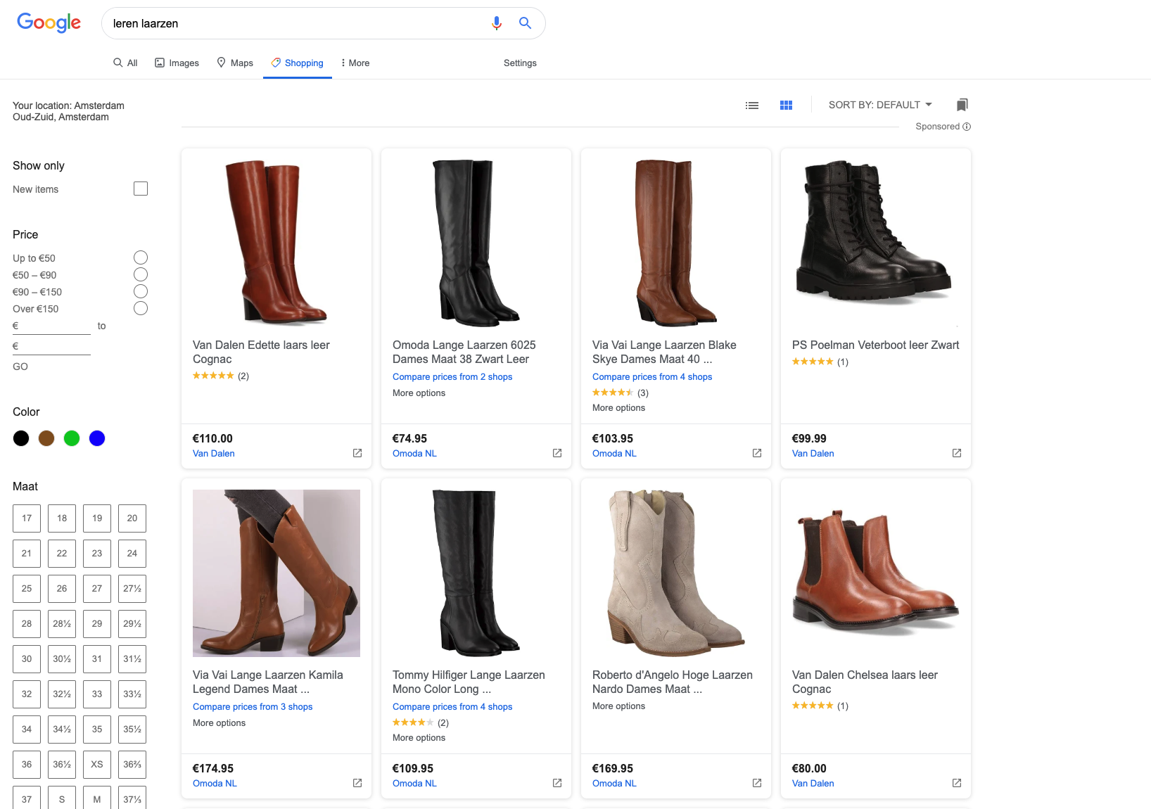 Google Shopping voorbeeld