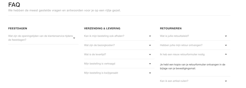 FAQ opgedeeld in categorieën