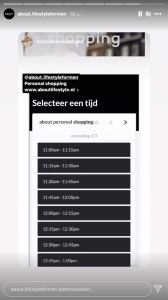 Instagram story ABOUT lifestyle for men over winkelen op afspraak