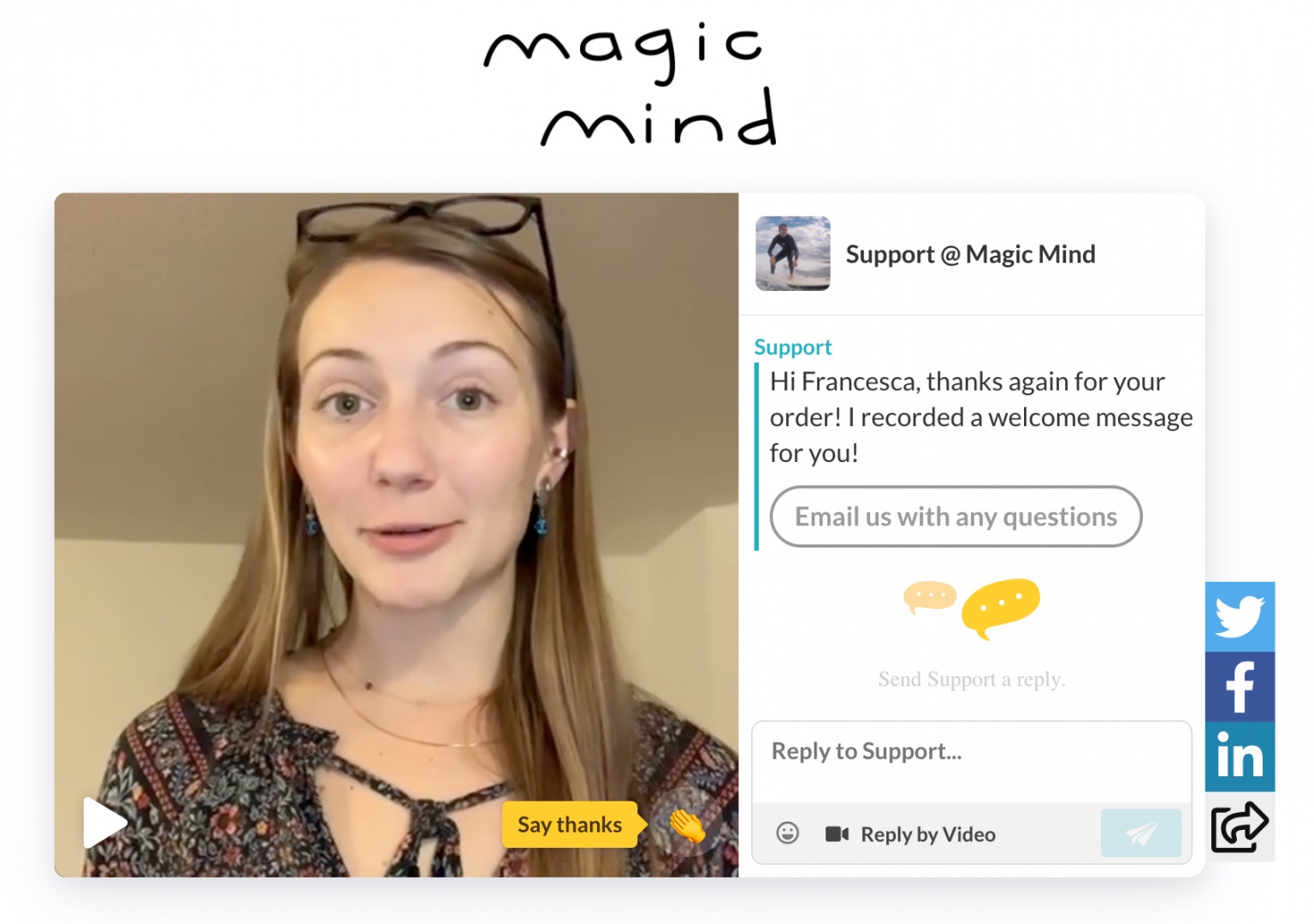 Customer service example from Magic Mind