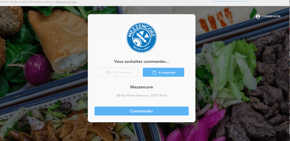Service de vente à emporter Mezzencore