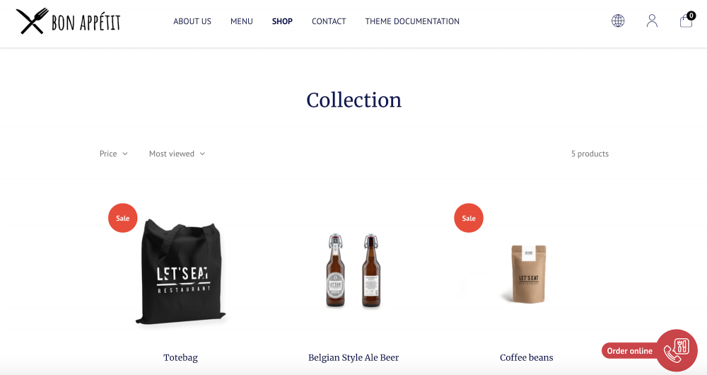 boutique en ligne restaurant Bon Appétit