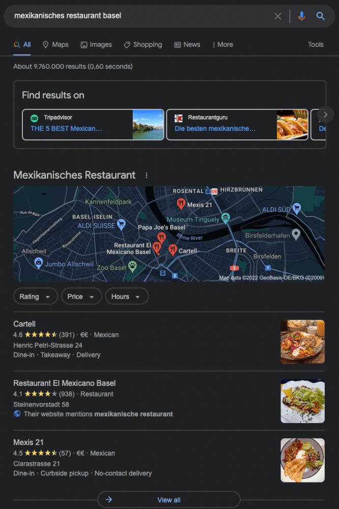 Suchmaschinenergebnisse für mexikanisches Restaurant