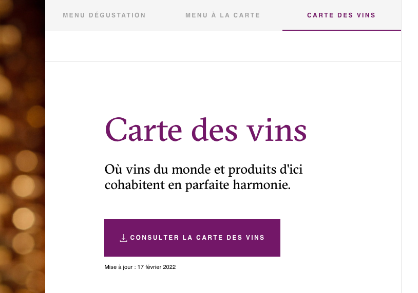 carte vins restaurant Et Toque!