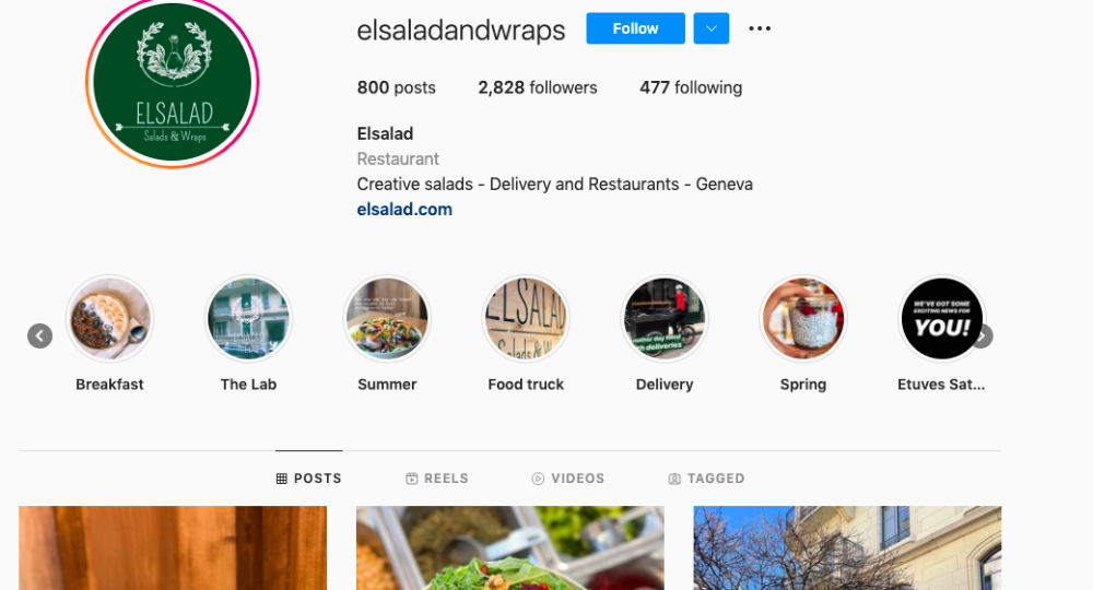 Stories restaurant compte Instagram El Salad