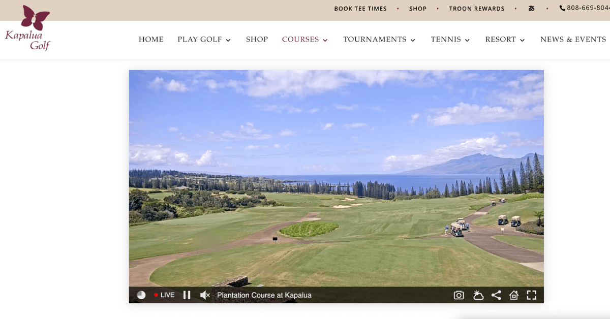 Sitio web de Kapalua Golf de velocidad ligera