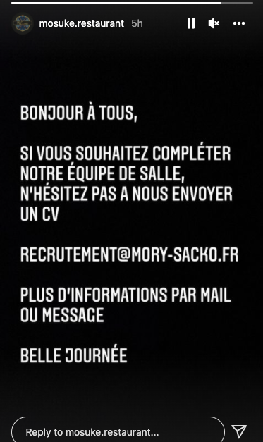 Offre d'emploi stories Instagram