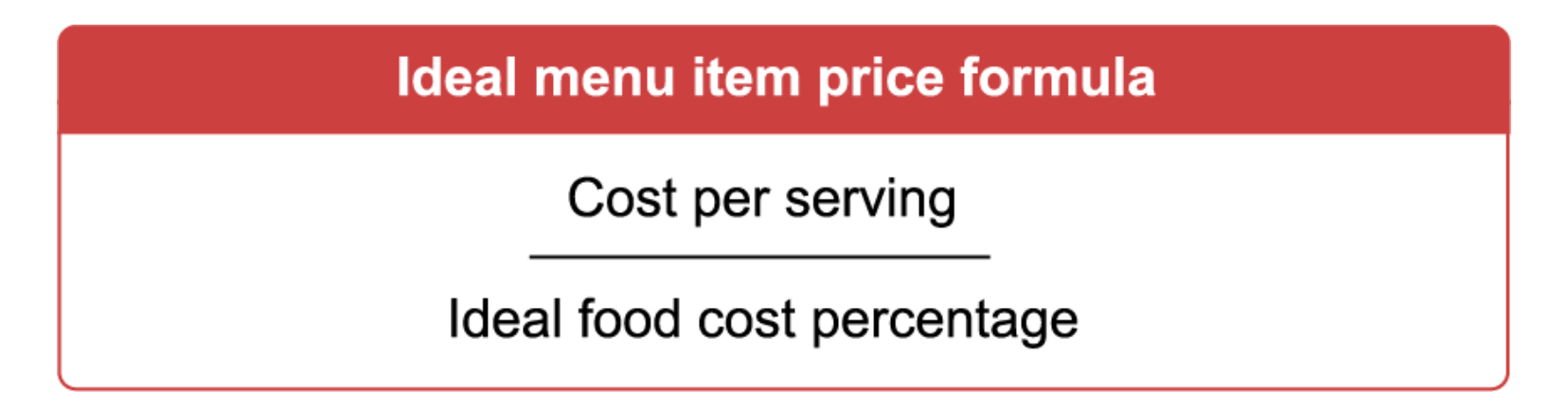 ideal menu item price formula