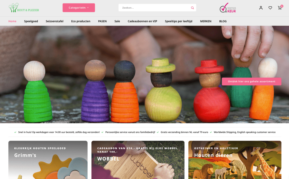 Webshop Thema Voorbeeld: Hout & Plezier