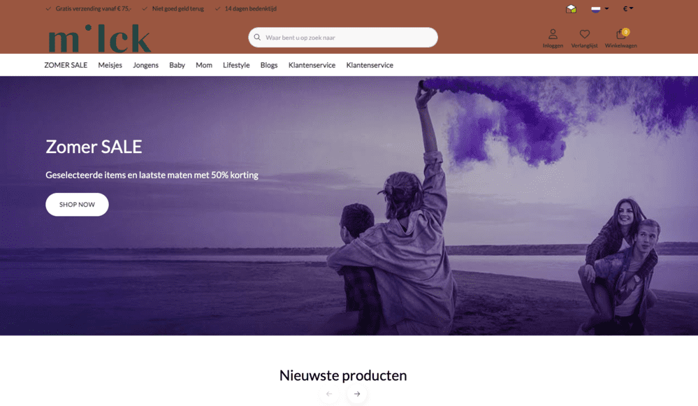Webshop Design Voorbeeld: MILCK