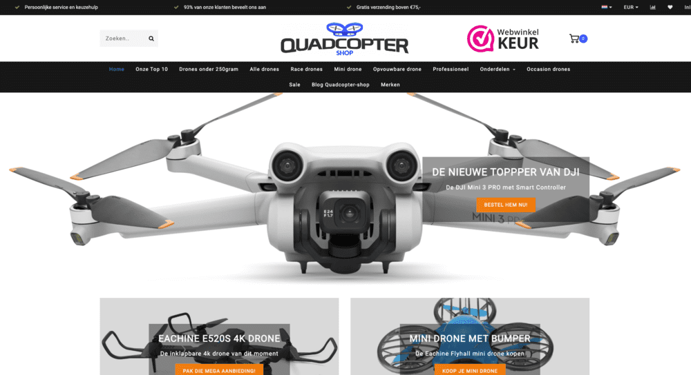 Webshop Thema Voorbeeld: Quadcopter Shop