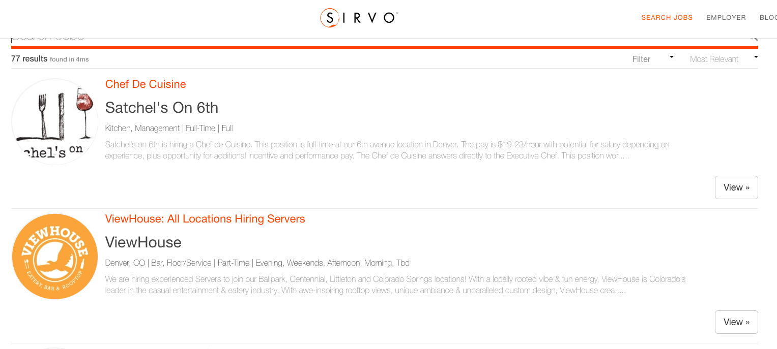 restaurant job sites