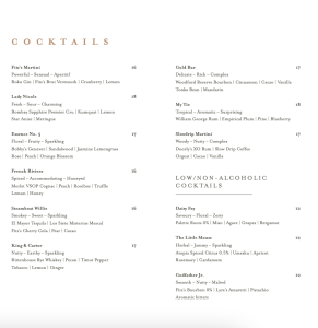 Gehobene Cocktail Karte