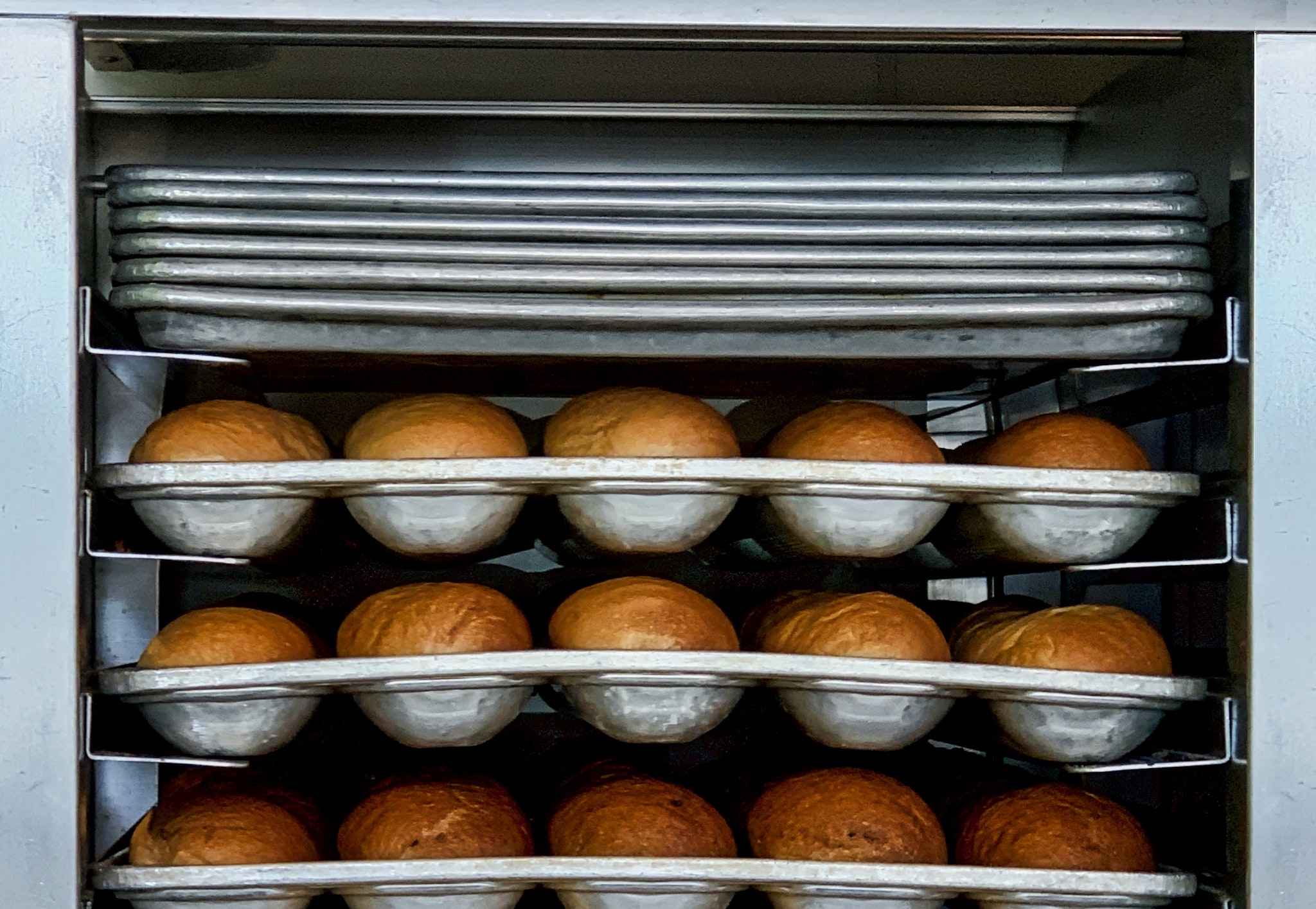 Restaurant kitchen oven baking bread