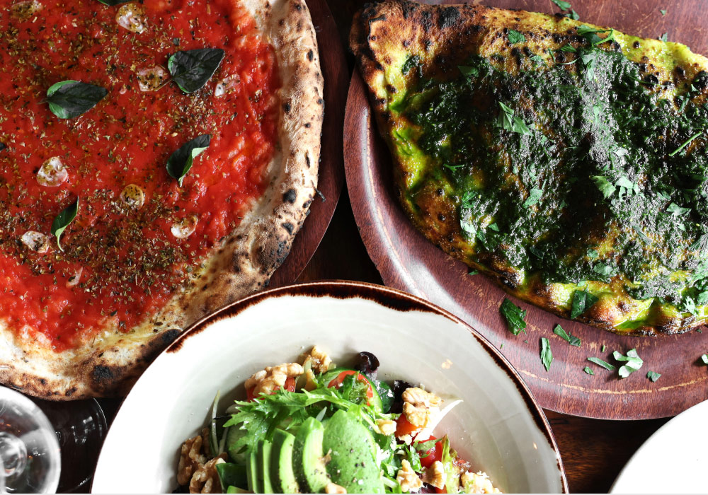 Plant based pizza and vegan dishes at gigis